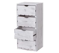 Commode a tiroirs petit meuble de rangement en bois style vintage 4 tiroirs 70x32x26cm blanc 04_0002487