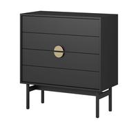 Selsey Stoon Commode de Rangement, à 4 tiroirs, à Pousser et Ouvrir, 85,5 cm, Noire