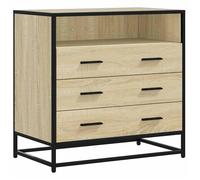 vidaXL Commode chêne Sonoma 70x41x70 cm – Bois d'ingénierie, 3 tiroirs, cadre en métal