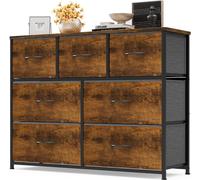 Commode à tiroirs Xbro, 7 tiroirs en tissu avec poignées, armoire à tiroirs chambre à coucher avec plateau en bois, commode chambre à coucher couloir ,Rustikales Bra
