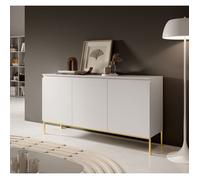 Commode à trois portes - BEMMI - 150 cm - blanc avec pieds dorés