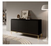 Commode à trois portes - BEMMI - 150 cm - noir avec pieds dorés