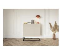 Commode à trois tiroirs - VELDIO - 90 cm - grège avec pieds noirs