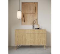 Commode à une porte - NOLIE - 140 cm - avec trois tiroirs - couleur de bois chêne huilé