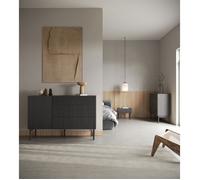 Commode à une porte - NOLIE - 140 cm - avec trois tiroirs - couleur du bois de frêne Portland