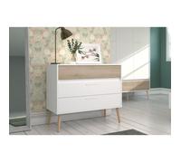 Commode - AALBORG - 3 tiroirs - Blanc - Style scandinave - 90,8 x 40 x 77,5 - PARISOT