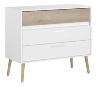 Commode AALBORG 3 Tiroirs - Décor blanc et chêne - Scandinave - L 90,8 x P 40 x H 77,5cm - PARISOT