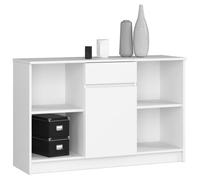 Commode AKORD B17 Blanche 120 cm 1 porte 1 tiroir façade Blanche 6 étagères 120x40x77 cm