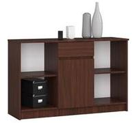 Commode AKORD B17 Wengé 120 cm 1 porte 1 tiroir façade Wengé 6 étagères 120x40x77 cm Wengé G
