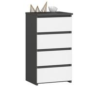 Commode AKORD CL4 Gris Graphite 40 cm 4 tiroirs façade Blanche 40x35x74 cm
