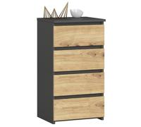 Commode AKORD CL4 Gris Graphite 40 cm 4 tiroirs façade Chêne Artisan 40x35x74 cm