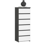 Commode AKORD CL6 Gris Graphite 40 cm 6 tiroirs façade Blanche 40x35x109 cm