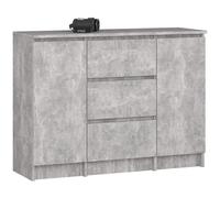 Commode AKORD K100 Béton 101 cm 2 portes 3 tiroirs façade Béton 4 étagères 101x35x76 cm