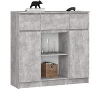 Commode AKORD K100 Béton 101 cm 2 portes 3 tiroirs façade Béton 6 étagères 101x35x98 cm