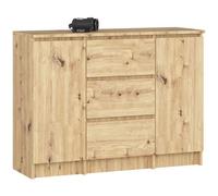 Commode AKORD K100 Chêne Artisan 101 cm 2 portes 3 tiroirs façade Chêne Artisan 4 étagères 101x35x76 cm
