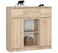 Commode AKORD K100 Chêne Sonoma 101 cm 2 portes 3 tiroirs façade Chêne Sonoma 6 étagères 101x35x98 cm