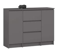 Commode AKORD K100 Gris Graphite 101 cm 2 portes 3 tiroirs façade Gris Graphite 4 étagères 101x35x76 cm