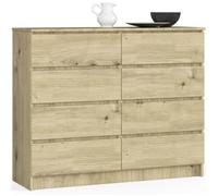 Commode akord k120 chêne artisan 120 cm 8 tiroirs façade chêne artisan 120x40x99 cm Marron G