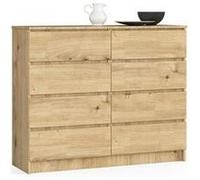 Commode akord k120 chêne artisan 120 cm 8 tiroirs façade chêne artisan 120x40x99 cm Marron G