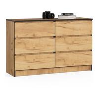 AKORD Grande Commode | Armoire à comode | Gain de Place | Pratique | Robuste | Guidage à roulettes | Chant ABS | Commode Rangement | Meubles de Salon | Artisanat Chêne