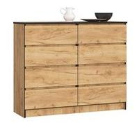 Commode AKORD K120 Chêne Craft 120 cm 8 tiroirs façade Chêne Craft 120x40x99 cm