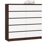 Commode AKORD K120 Wengé 120 cm 10 tiroirs façade Blanche 120x40x121 cm Wengé / Blanc G