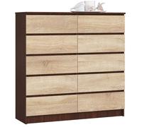 Commode AKORD K120 Wengé 120 cm 10 tiroirs façade Chêne Sonoma 120x40x121 cm Wengé / Chêne Sonoma G