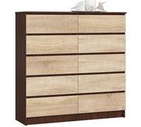Commode AKORD K120 Wengé 120 cm 10 tiroirs façade Chêne Sonoma 120x40x121 cm Wengé / Chêne Sonoma G