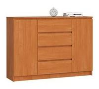 Commode AKORD K140 Aulne 138 cm 2 portes 4 tiroirs façade Aulne 4 étagères 138x40x99 cm Aulne G