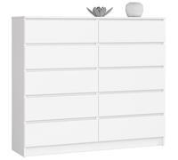 Commode AKORD K140 Blanche 138 cm 10 tiroirs façade Blanche 138x40x121 cm