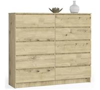 AKORD Commode K-140 avec 10 (2 x 5) tiroirs | Commode Salon | Commode Rangement | Meubles de Salon | L138 x H121 x P40 cm, Poids 75 kg | Artisan Chêne