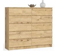 Commode AKORD K140 Chêne Artisan 138 cm 10 tiroirs façade Chêne Artisan 138x40x121 cm Chêne Artisan G