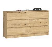 Commode AKORD K140 Chêne Artisan 138 cm 6 tiroirs façade Chêne Artisan 138x40x77 cm Chêne Artisan G