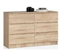 Commode AKORD K140 Chêne Sonoma 138 cm 6 tiroirs façade Chêne Sonoma 138x40x77 cm Chêne Sonoma G