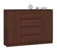 Commode AKORD K140 Wengé 138 cm 2 portes 4 tiroirs façade Wengé 4 étagères 138x40x99 cm