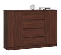 Commode AKORD K140 Wengé 138 cm 2 portes 4 tiroirs façade Wengé 4 étagères 138x40x99 cm
