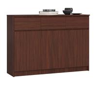 Commode AKORD K140 Wengé 138 cm 3 portes 3 tiroirs façade Wengé 6 étagères 138x40x99 cm