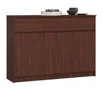Commode AKORD K140 Wengé 138 cm 3 portes 3 tiroirs façade Wengé 6 étagères 138x40x99 cm Wengé G
