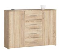 Commode AKORD K45 Chêne Sonoma 110 cm 2 portes 4 tiroirs façade Chêne Sonoma 4 étagères 110x35x80 cm