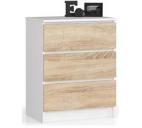 Commode K60 Blanche 60 cm 3 tiroirs façade Chêne Sonoma 60x40x77 cm