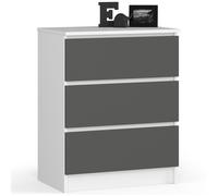 Commode AKORD K60 Blanche 60 cm 3 tiroirs façade Gris Graphite 60x40x77 cm