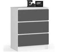 Commode AKORD K60 Blanche 60 cm 3 tiroirs façade Gris Graphite 60x40x77 cm Blanc / Gris Graphite G