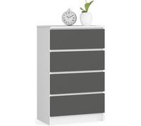 Commode AKORD K60 Blanche 60 cm 4 tiroirs façade Gris Graphite 60x40x99 cm
