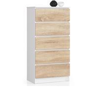 Commode K60 Blanche 60 cm 5 tiroirs façade Chêne Sonoma 60x40x121 cm
