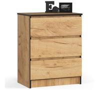 AKORD | Commode à tiroirs | Table de Nuit | Armoire à comode | Idéal pour Les Petits Objets | Caisson à roulettes | Panneau stratifié | Durable | Design élégant | Garanti | Artisanat Chêne