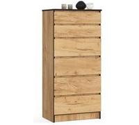 Commode AKORD K60 Chêne Craft 60 cm 6 tiroirs façade Chêne Craft 60x40x130 cm Chêne Craft G