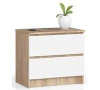 Commode akord k60 chêne sonoma 60 cm 2 tiroirs façade blanche 60x40x55 cm Blanc G