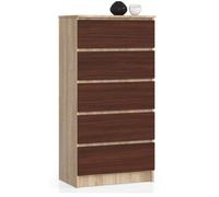Commode K60 Chêne Sonoma 60 cm 5 tiroirs façade Wengé 60x40x121 cm