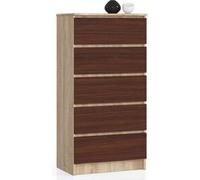 Commode AKORD K60 Chêne Sonoma 60 cm 5 tiroirs façade Wengé 60x40x121 cm Chêne Sonoma / Wengé G
