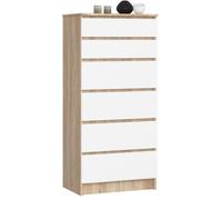 Commode k60 chêne sonoma 60 cm 6 tiroirs façade blanche 60x40x130 cm